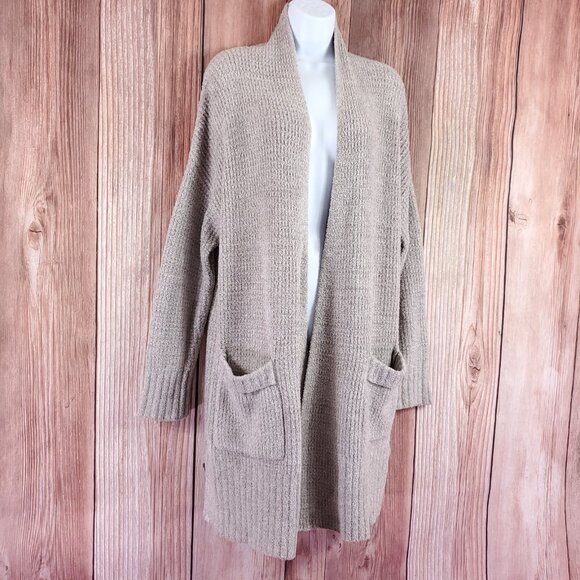 Barefoot Dreams CozyChic Lite Long Weekend Cardi Womens Large Taupe BDWCL1012 - Picture 4 of 15